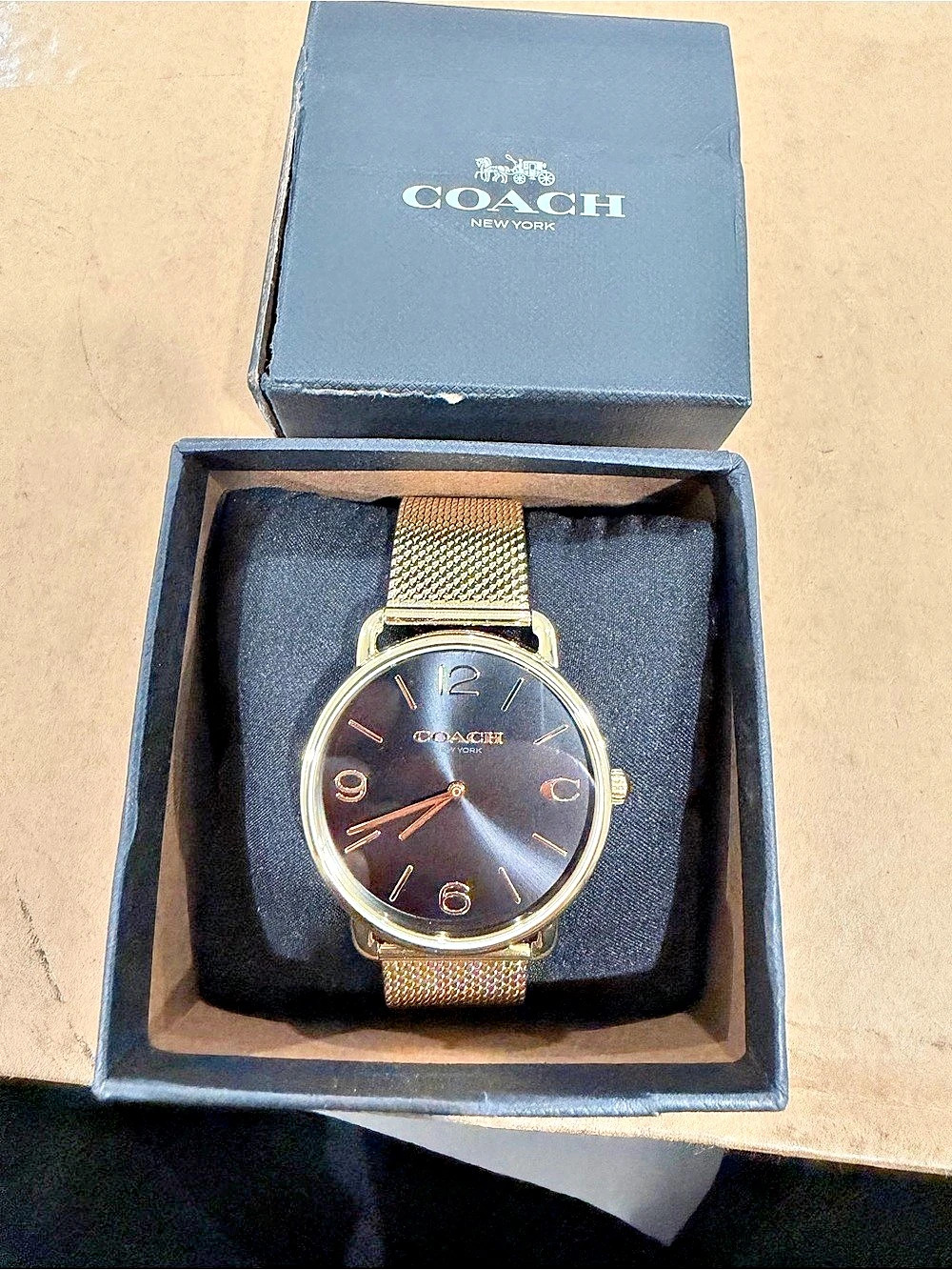 COACH Unisex Elliot Gold-Tone Stainless Steel Mesh Bracelet Watch 41mm NWOT